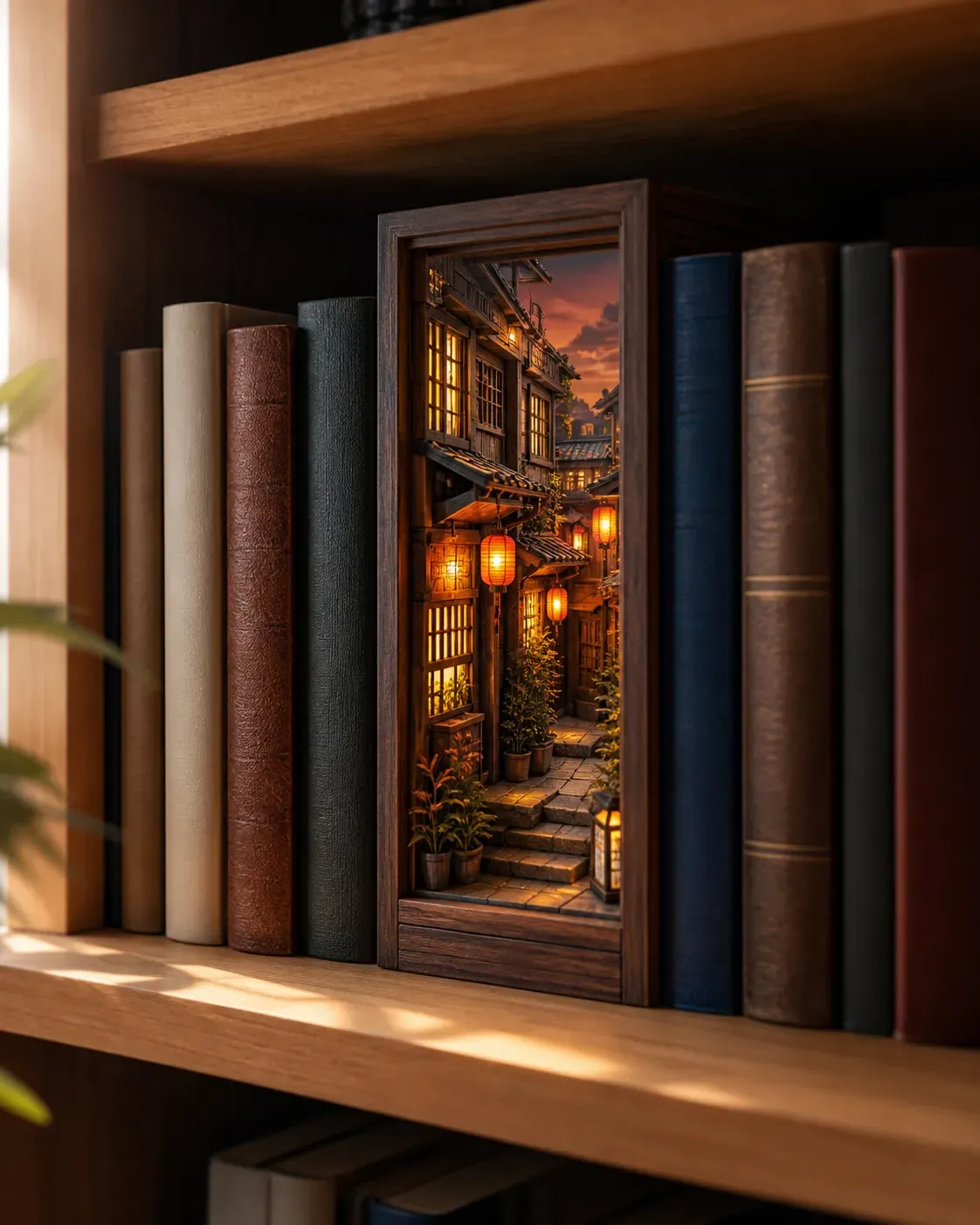Illustration de l'article : Le book Nook bois transforme une étagère en décor miniature
