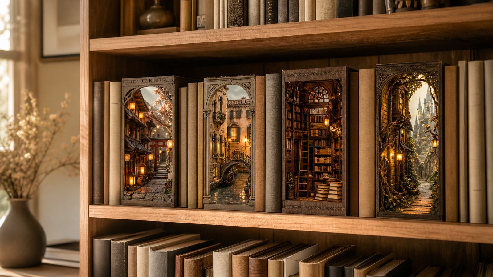 Quel univers de book nook choisir : Kyoto, Venise, librairie ou fantasy