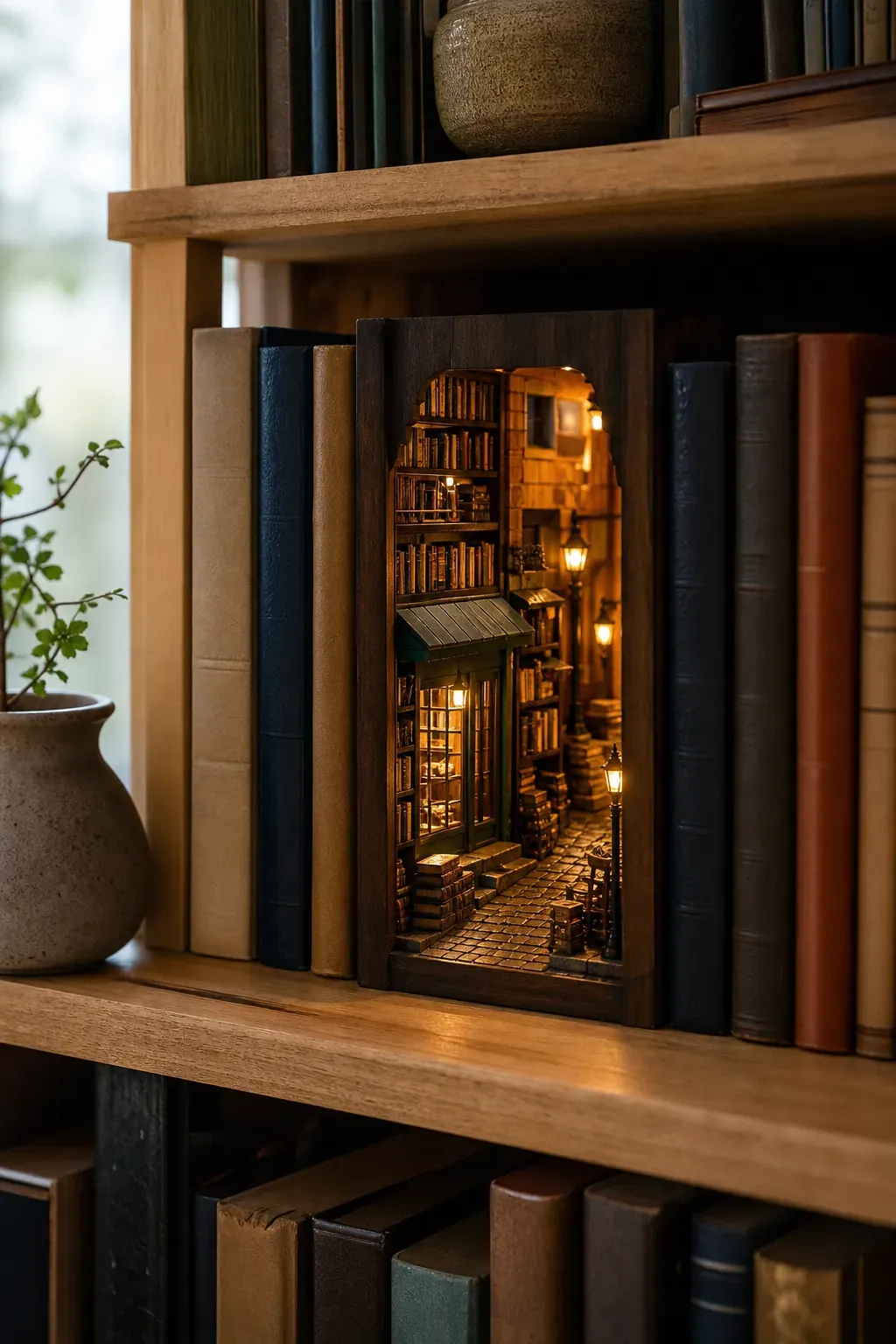 Illustration de l'article : Un book nook LED transforme une étagère en décor lumineux