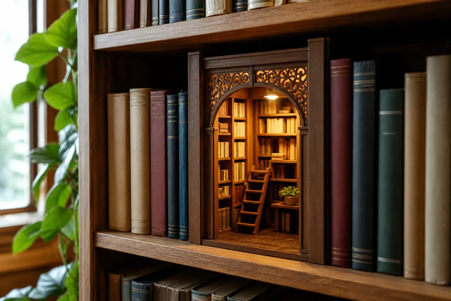 Illustration de l'article : Un book nook librairie transforme vos étagères en décor miniature