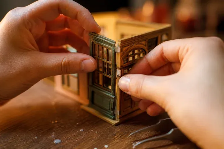 Étape 2 : assemblage des pièces d'un book nook à la pince