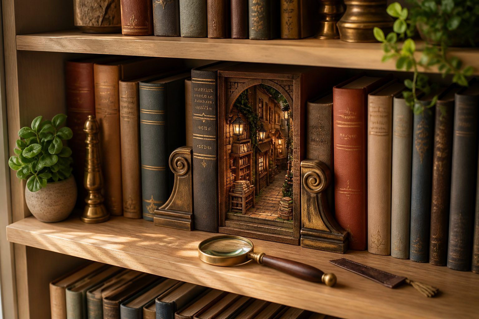 Serre-livres décoratifs, book nooks et accessoires de bibliothèque